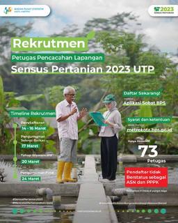 Rekrutmen Petugas Lapangan Sensus Pertanian (ST) 2023 UTP